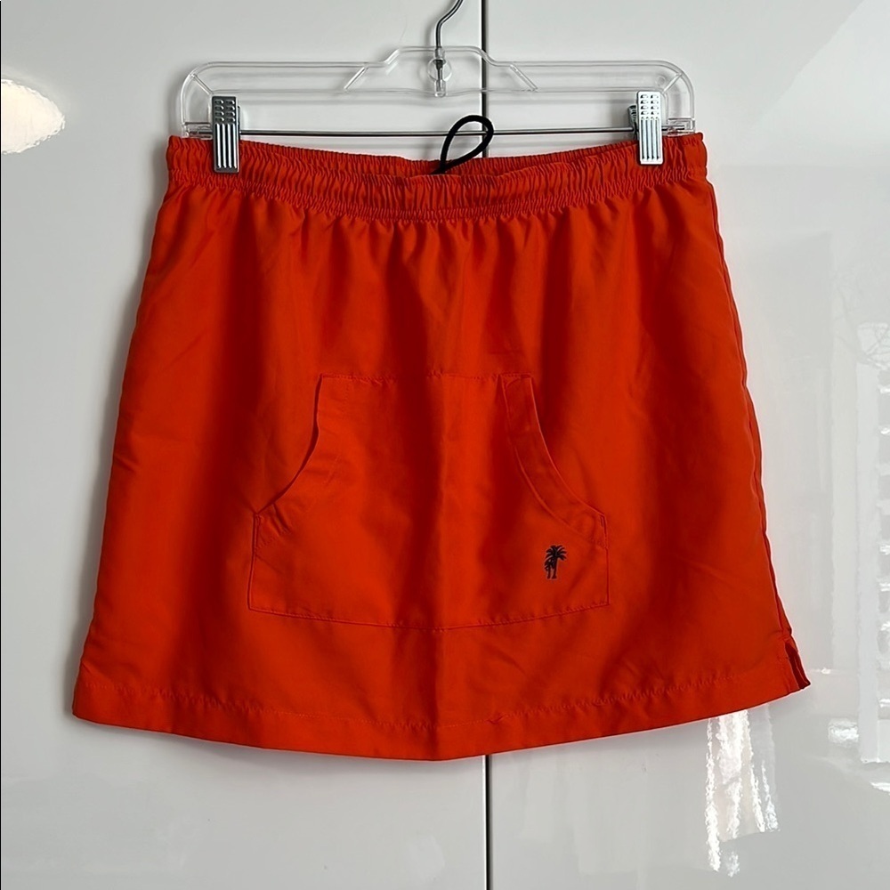 BIKINI VILLAGE Vibrant Orange Skirt Swim Cover Up Front Pocket, Size L